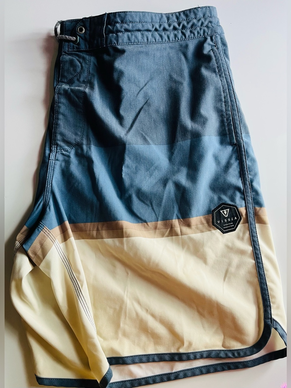 Vissla Colorblock Boardshorts in Blue, Tan & Cream